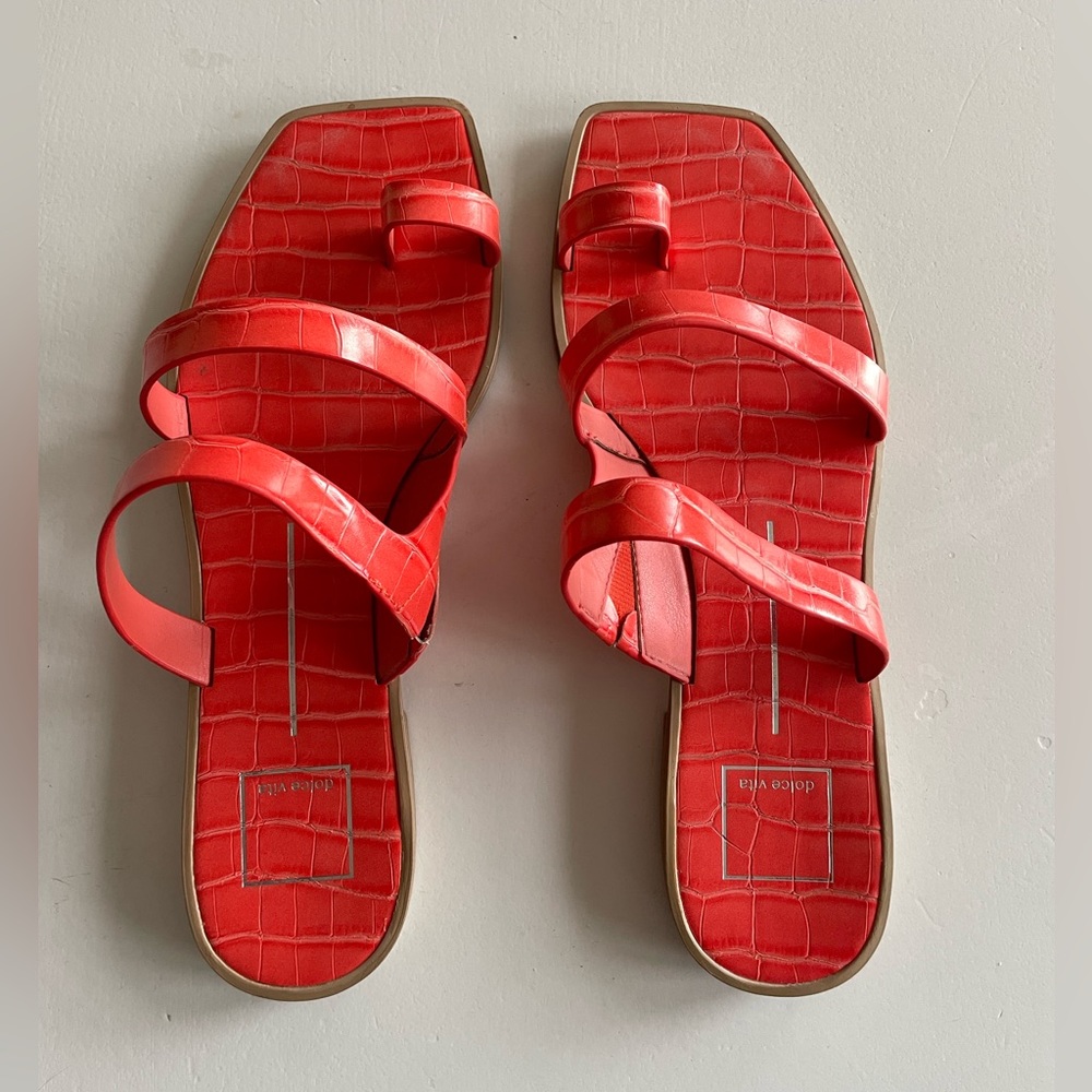 Dolce Vita Isala Croc Textured Slide Sandal in Persimmon